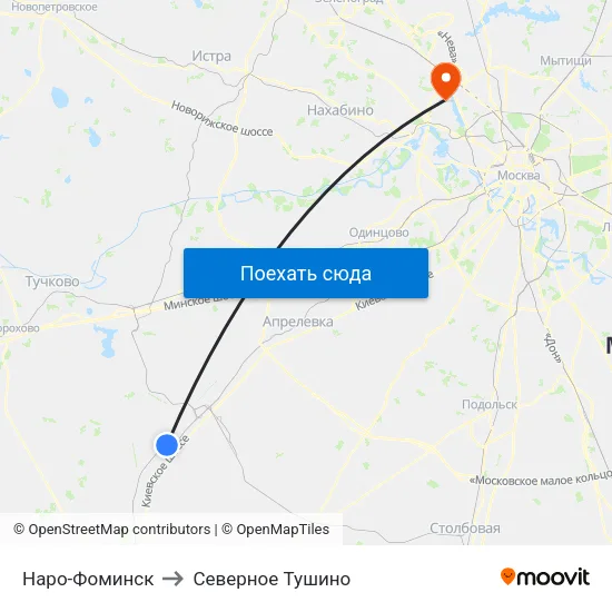 Наро-Фоминск to Северное Тушино map