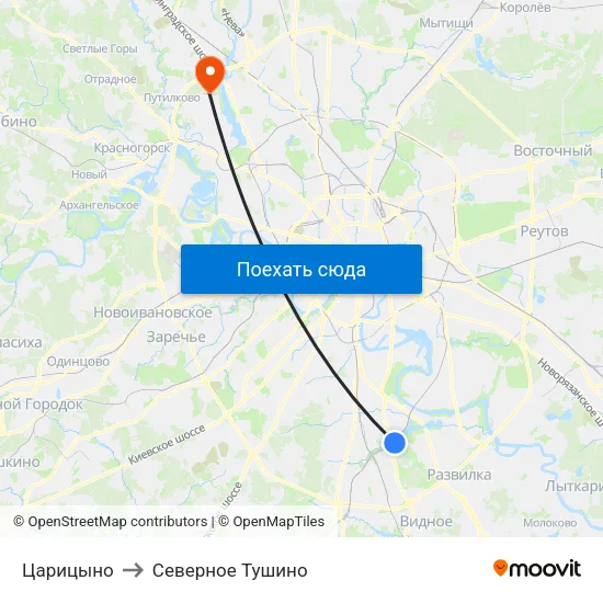 Царицыно to Северное Тушино map