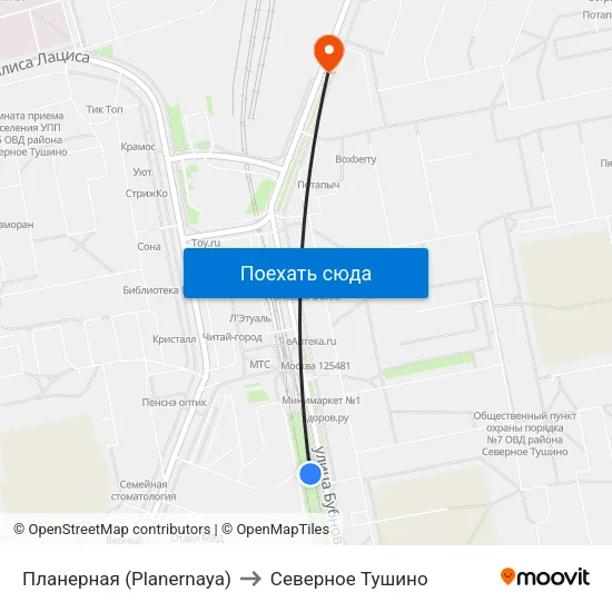 Планерная (Planernaya) to Северное Тушино map