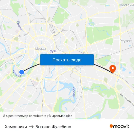 Хамовники to Выхино-Жулебино map