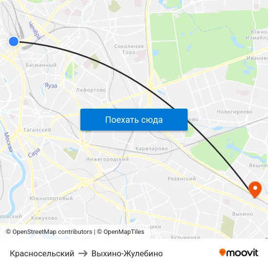Красносельский to Выхино-Жулебино map