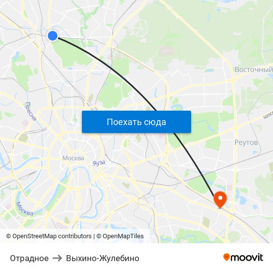 Отрадное to Выхино-Жулебино map