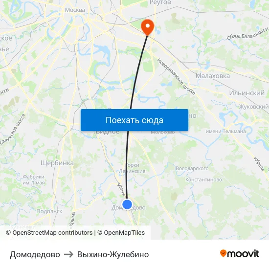 Домодедово to Выхино-Жулебино map