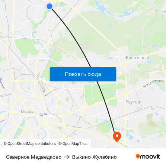 Северное Медведково to Выхино-Жулебино map