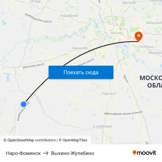 Наро-Фоминск to Выхино-Жулебино map