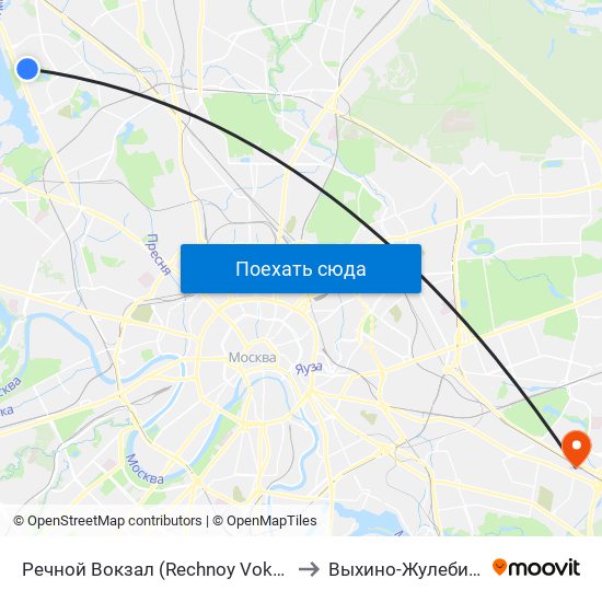 Речной Вокзал (Rechnoy Vokzal) to Выхино-Жулебино map