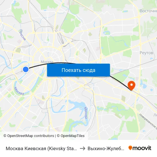 Москва Киевская (Kievsky Station) to Выхино-Жулебино map