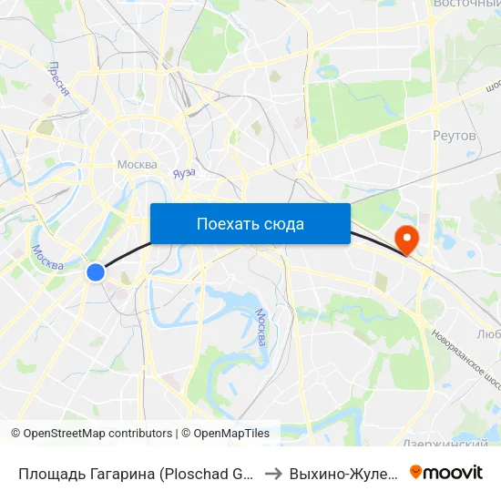 Площадь Гагарина (Ploschad Gagarina) to Выхино-Жулебино map