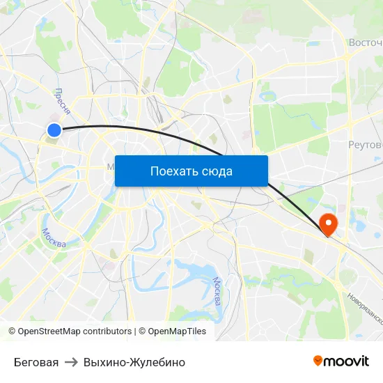Беговая to Выхино-Жулебино map