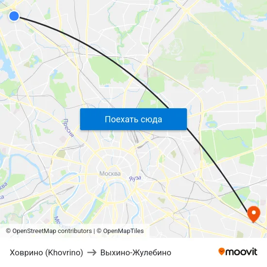 Ховрино (Khovrino) to Выхино-Жулебино map