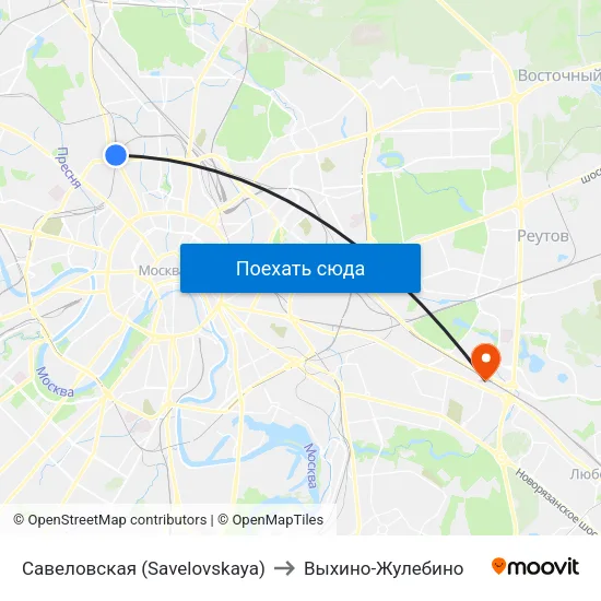 Савеловская (Savelovskaya) to Выхино-Жулебино map