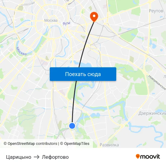 Царицыно to Лефортово map