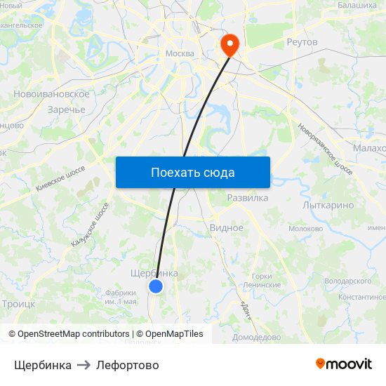 Щербинка to Лефортово map