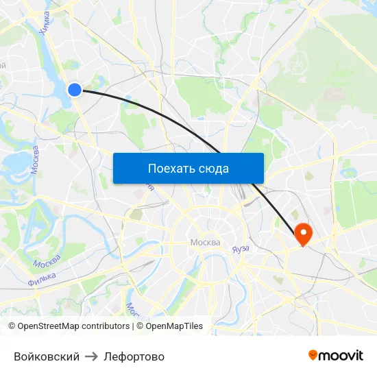 Войковский to Лефортово map