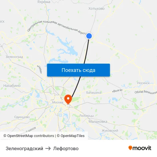 Зеленоградский to Лефортово map