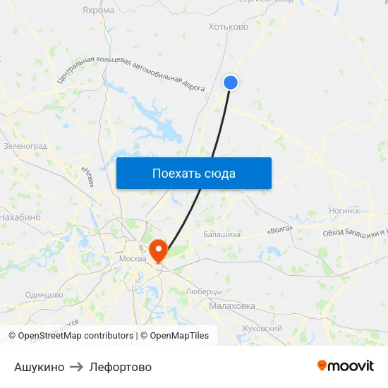Ашукино to Лефортово map