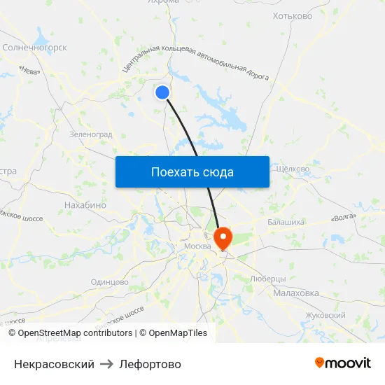 Некрасовский to Лефортово map