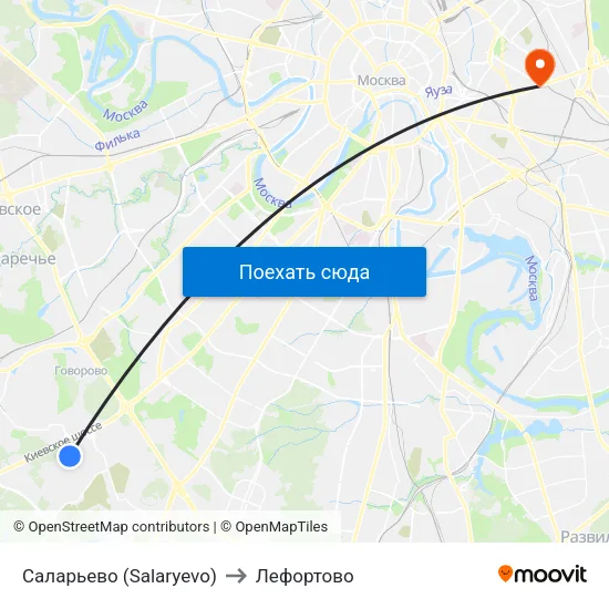 Саларьево (Salaryevo) to Лефортово map