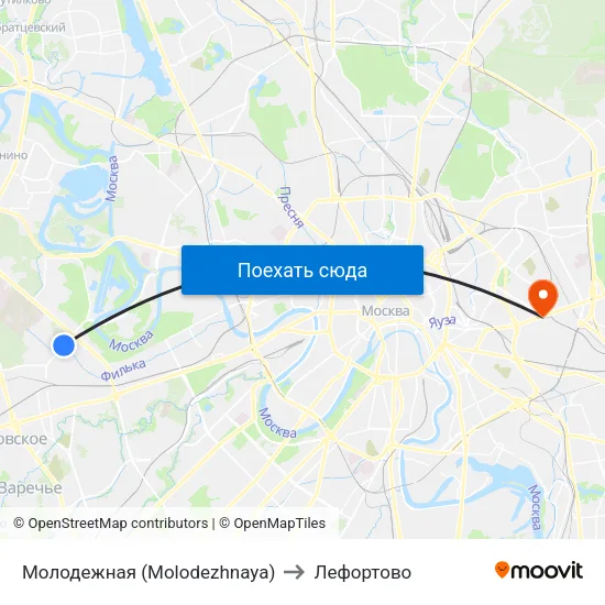 Молодежная (Molodezhnaya) to Лефортово map
