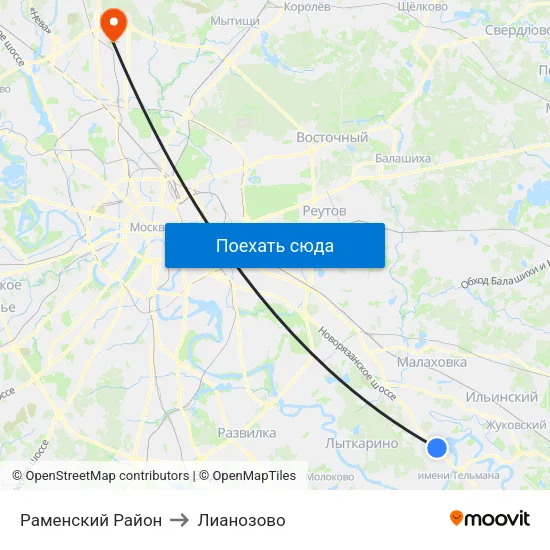 Раменский Район to Лианозово map