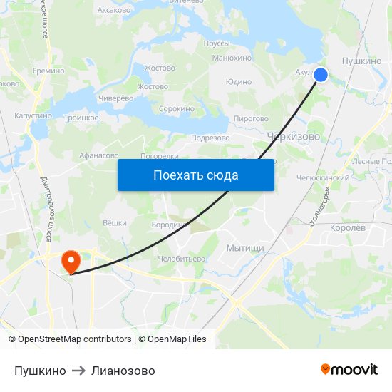 Пушкино to Лианозово map