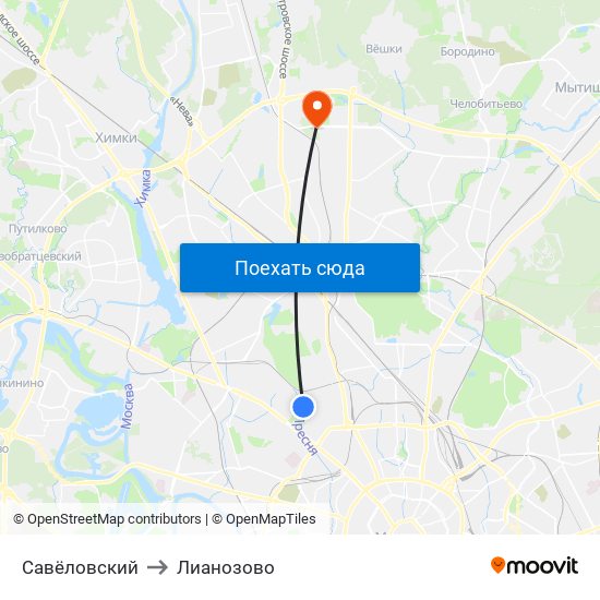 Савёловский to Лианозово map