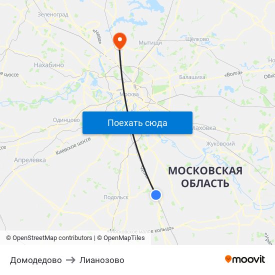 Домодедово to Лианозово map