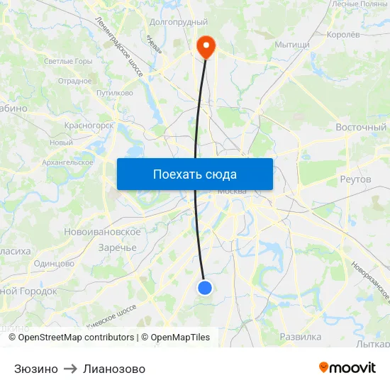 Зюзино to Лианозово map