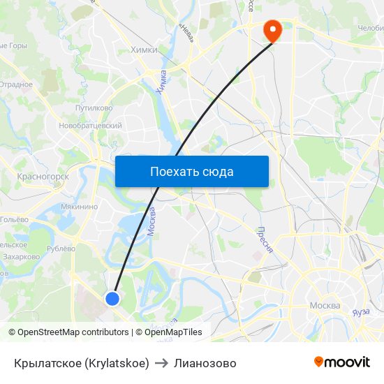 Крылатское (Krylatskoe) to Лианозово map