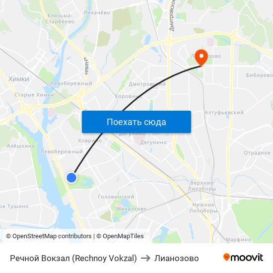 Речной Вокзал (Rechnoy Vokzal) to Лианозово map