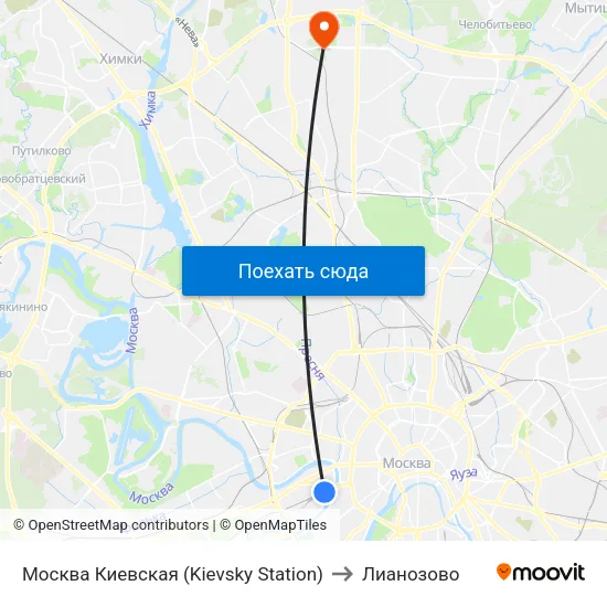 Москва Киевская (Kievsky Station) to Лианозово map