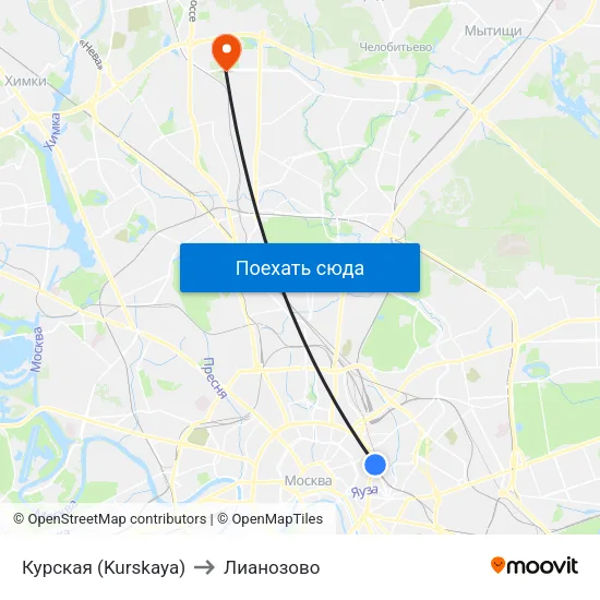 Курская (Kurskaya) to Лианозово map