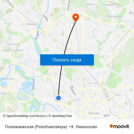 Полежаевская (Polezhaevskaya) to Лианозово map