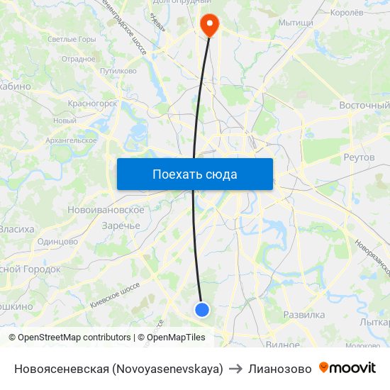 Новоясеневская (Novoyasenevskaya) to Лианозово map