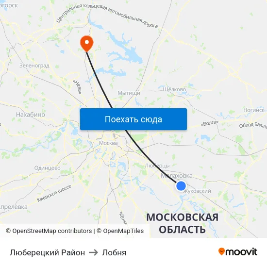 Люберецкий Район to Лобня map