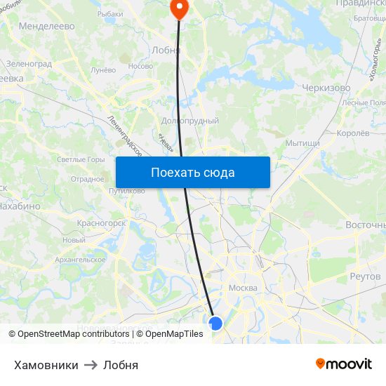 Хамовники to Лобня map
