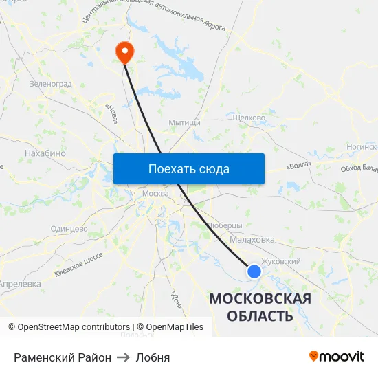 Раменский Район to Лобня map