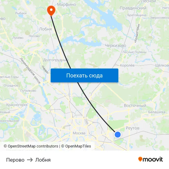 Перово to Лобня map
