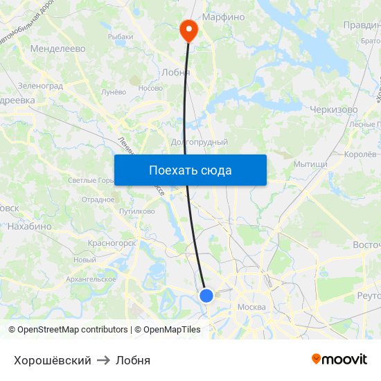 Хорошёвский to Лобня map