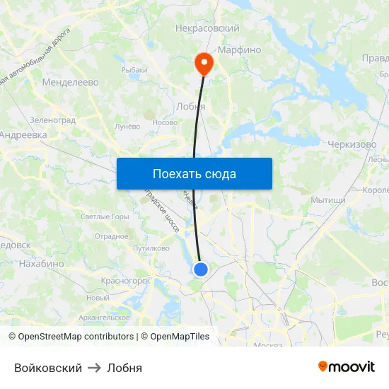 Войковский to Лобня map