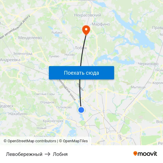 Левобережный to Лобня map