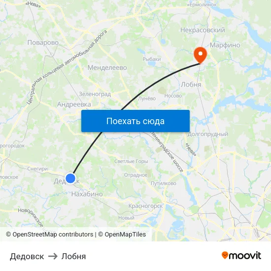 Дедовск to Лобня map