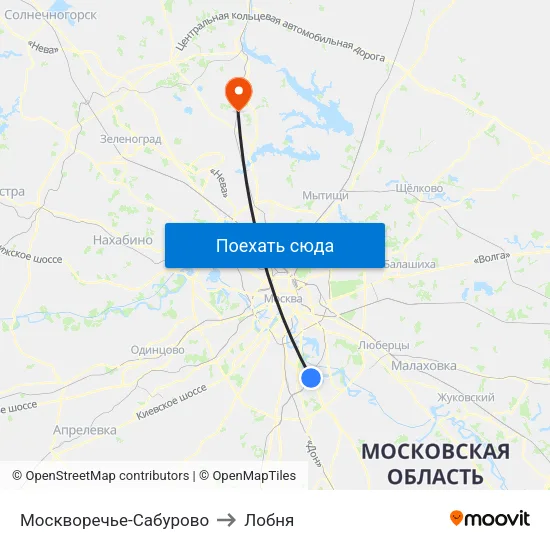 Москворечье-Сабурово to Лобня map