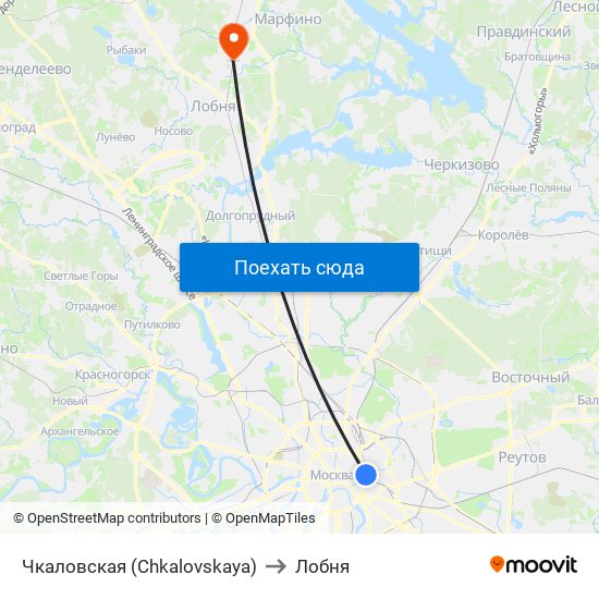 Чкаловская (Chkalovskaya) to Лобня map