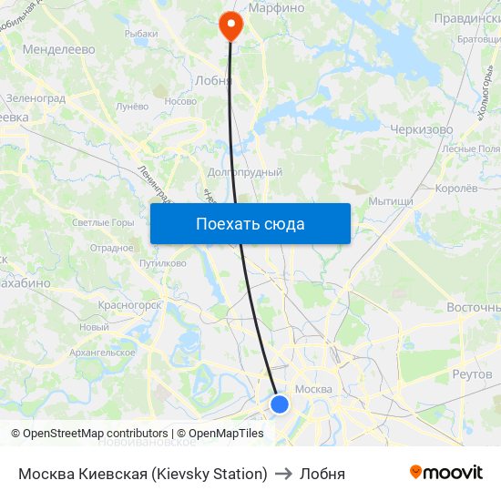 Москва Киевская (Kievsky Station) to Лобня map