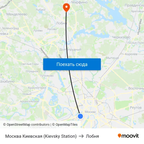 Москва Киевская (Kievsky Station) to Лобня map
