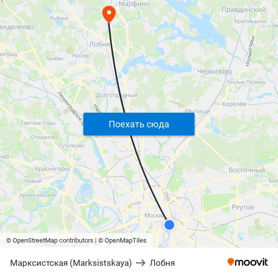 Марксистская (Marksistskaya) to Лобня map