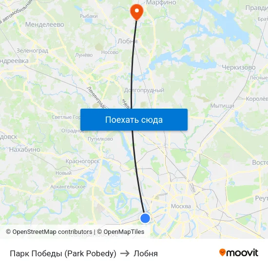 Парк Победы (Park Pobedy) to Лобня map