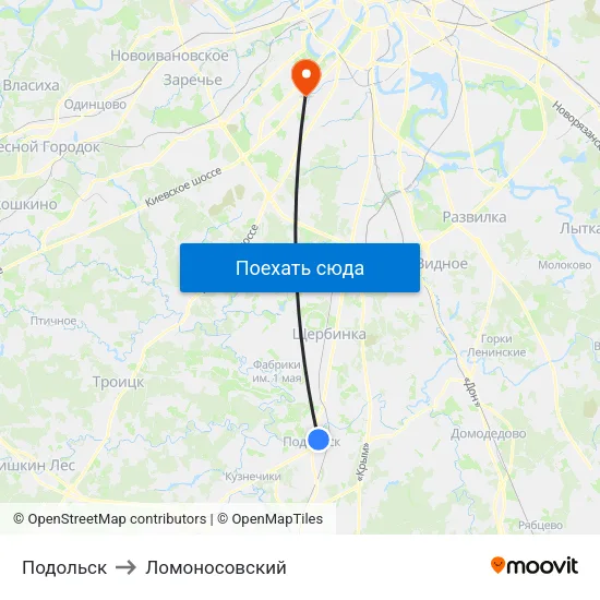 Подольск to Ломоносовский map