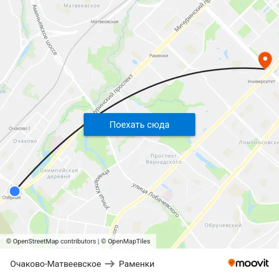 Очаково-Матвеевское to Раменки map